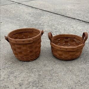 Longaberger Rustic Brown Woven Basket Pair